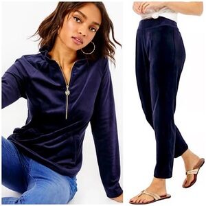 Lilly Pulitzer Velour Skipper Ruffle Popover & Jessabelle Lounge Pants Set [P75]